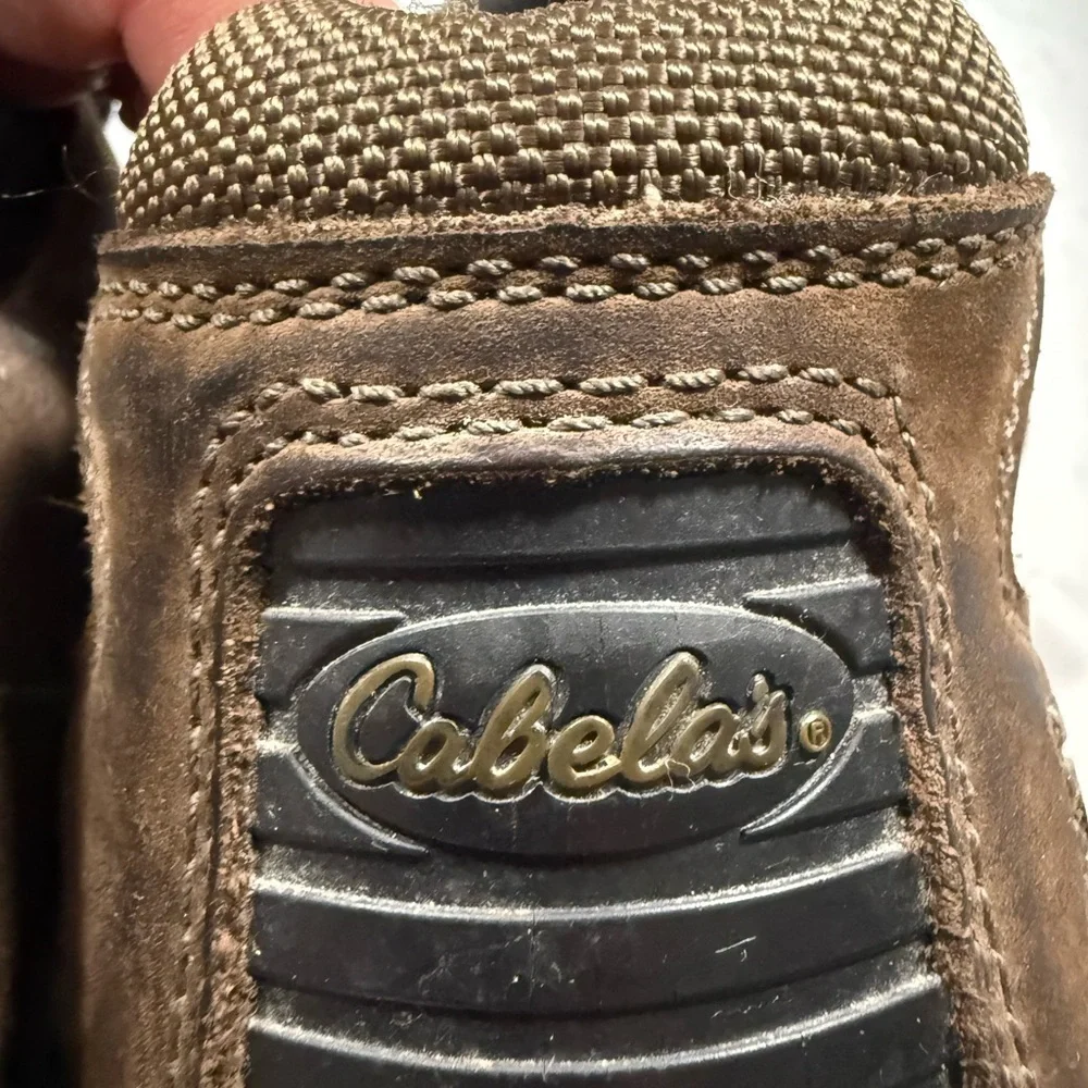 Cabela's Dark Brown Leather Hiking Dry Plus X4 Low Tie Up Boots sz9D Waterproof
